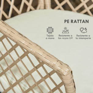 Conjunto de Mesa y 2 Sillas de Jardín Juego de 3 Piezas Sillas y Mesa de Ratán con 2 Sillas y 1 Mesa de Centro Redondo para Terraza Césped Balcón Caqui