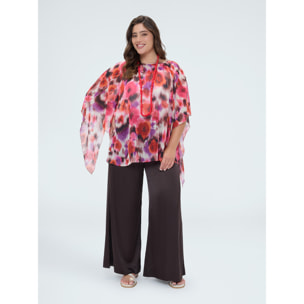 Fiorella Rubino - Tunica in georgette con stampa acquerello - Fucsia