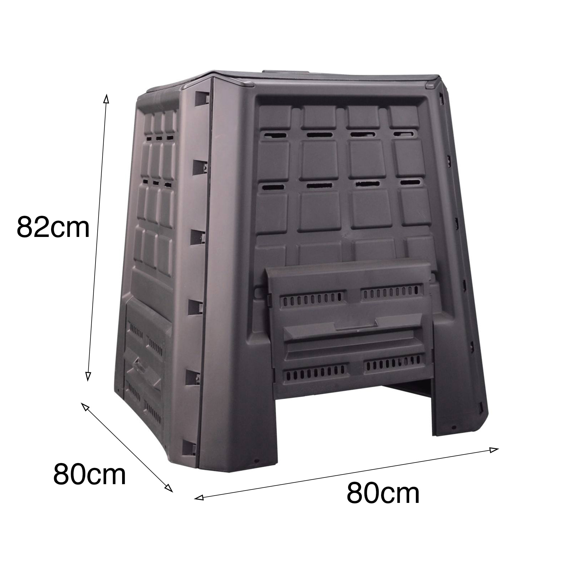 Pattumiera Gina, Compostiera da giardino, Contenitore per compostaggio domestico, 100% Made in Italy, 80x80h82 cm, Antracite