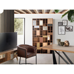 Librería de Madera de Mango 115 Cm Estilo Boho Retro
