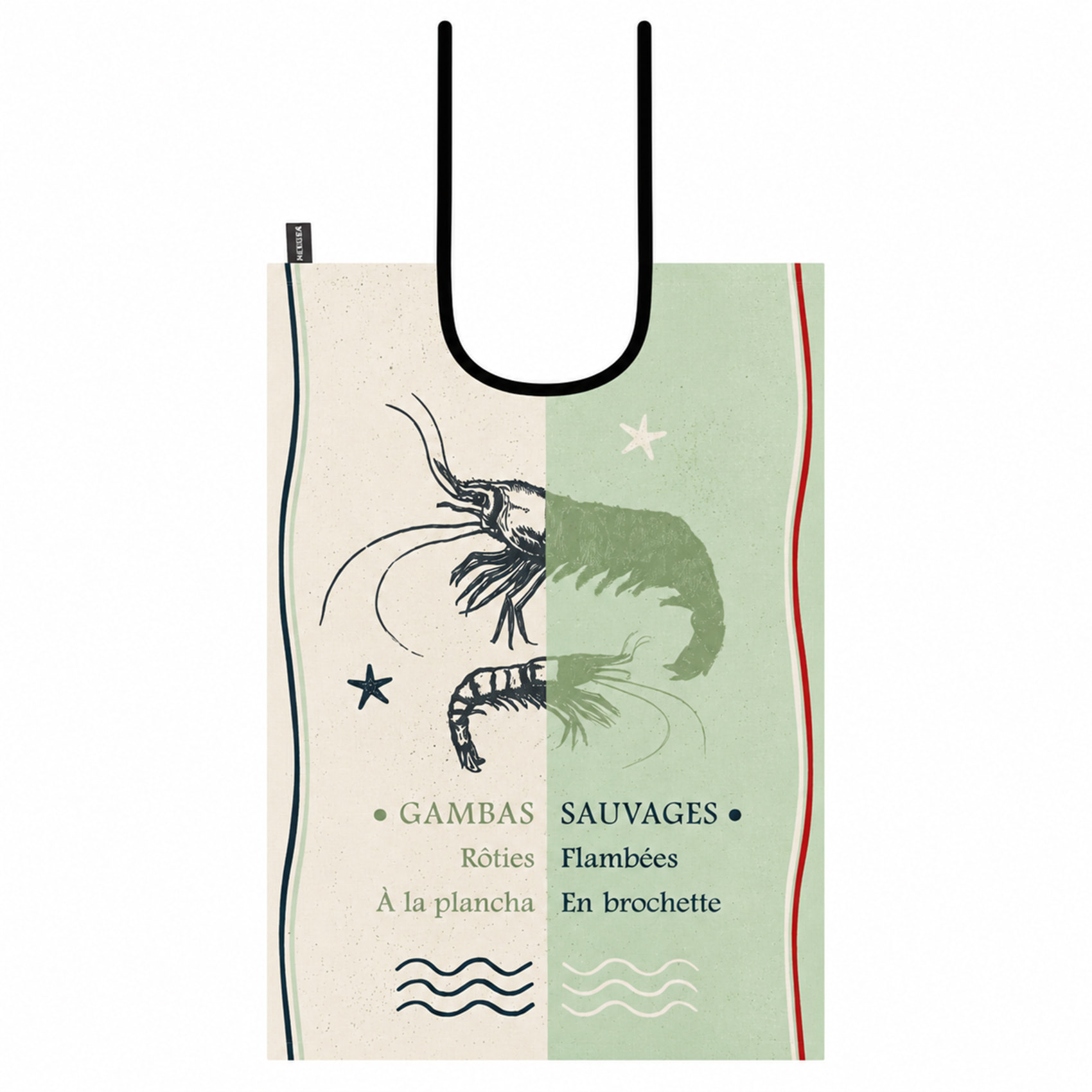 Bavoir gambas  en coton - Vert d'eau