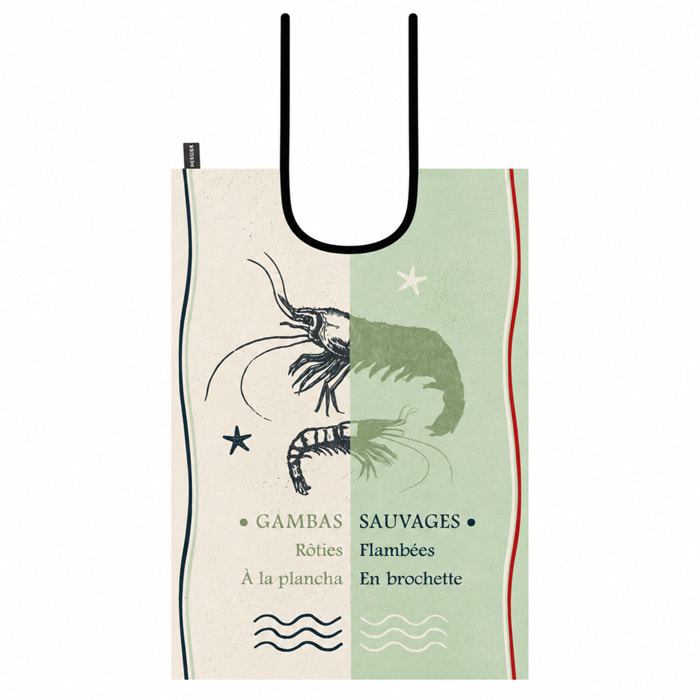 Bavoir gambas  en coton - Vert d'eau