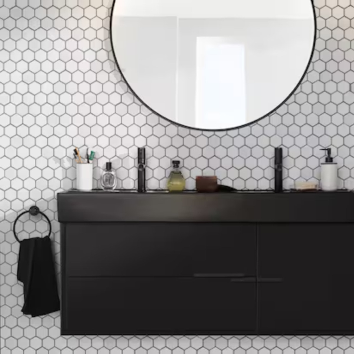 Anneau porte-serviettes EO noir mat