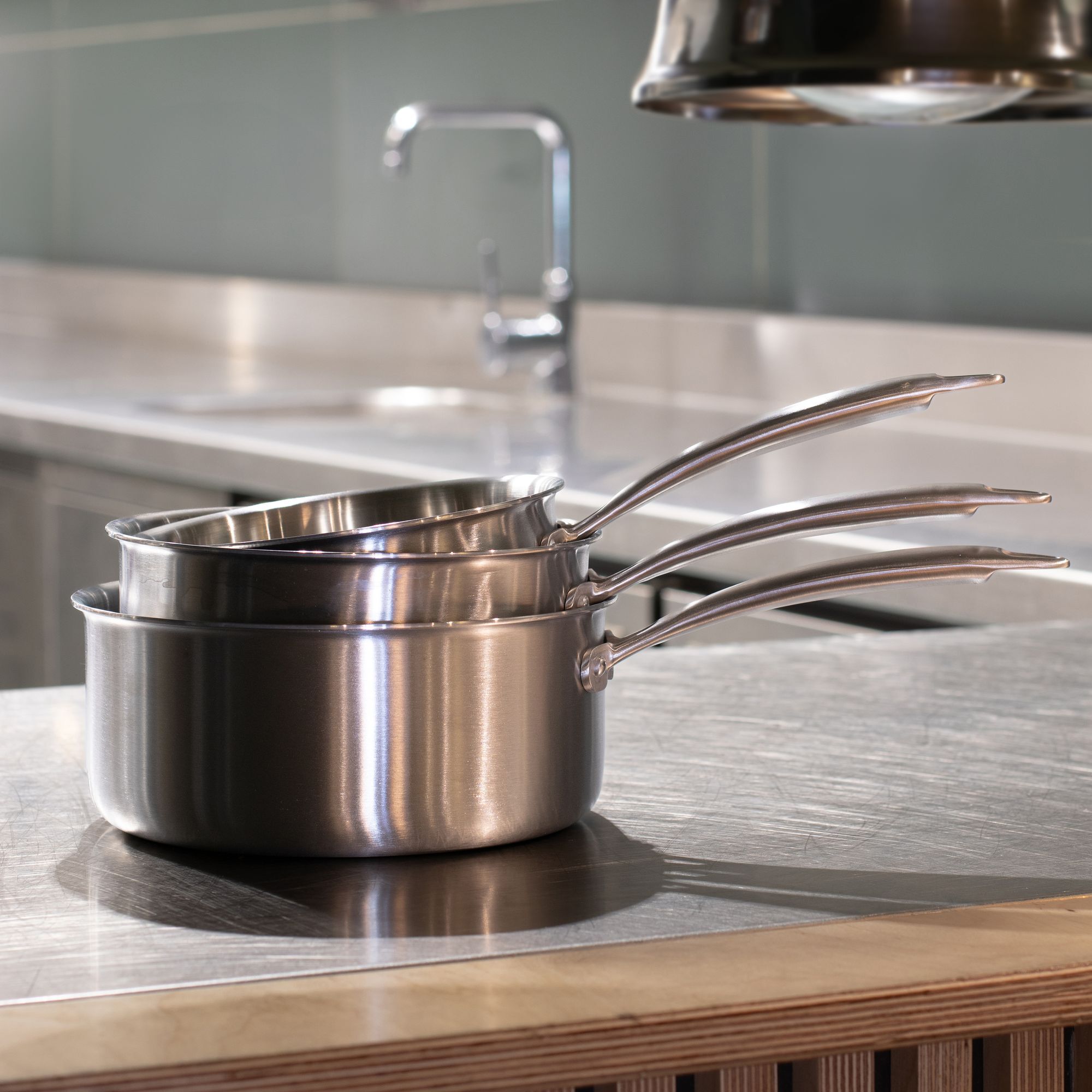 Lot de 3 casseroles en acier inoxydable - tous feux TRIPLY
