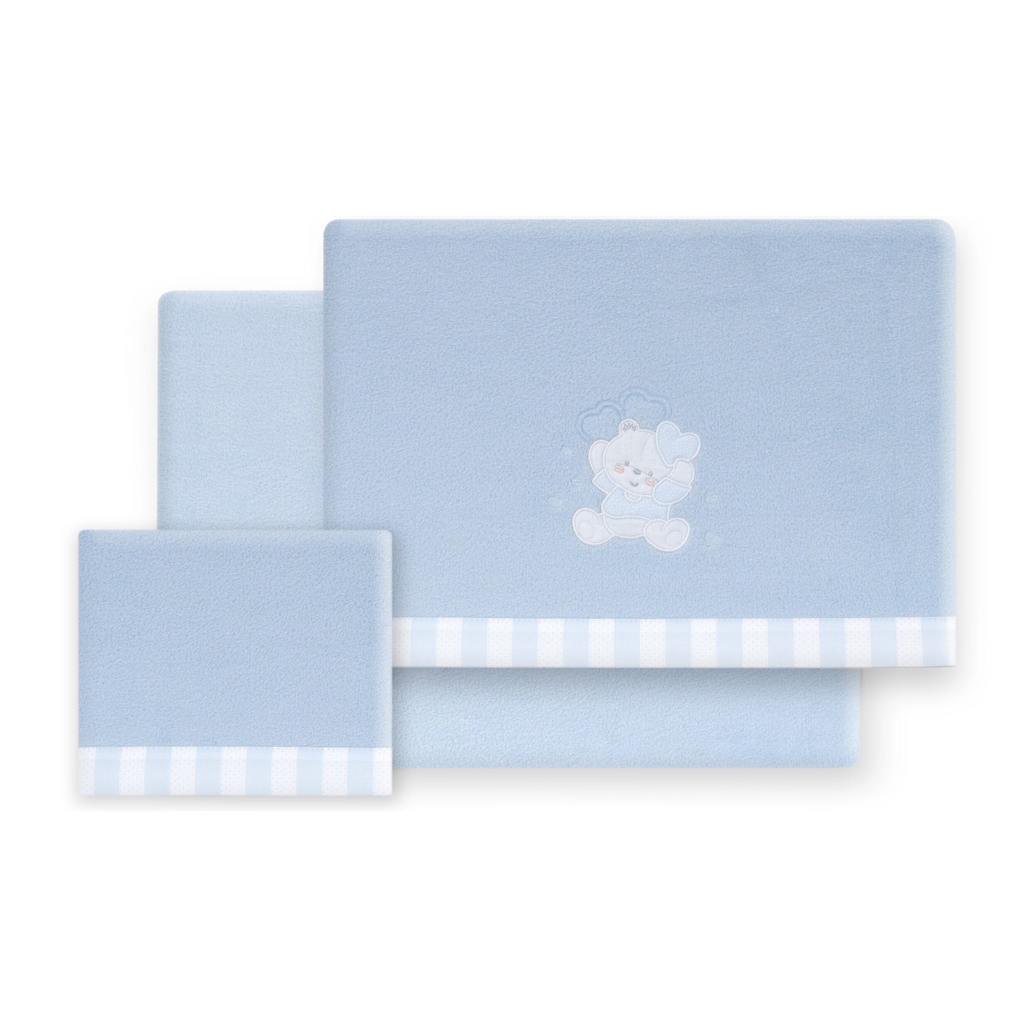 Triptico Minicuna Coralina D. Algodon Oso Corazones Azul