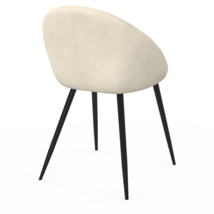 Chaises Dory velours crème pieds métal noirs - lot de 4
