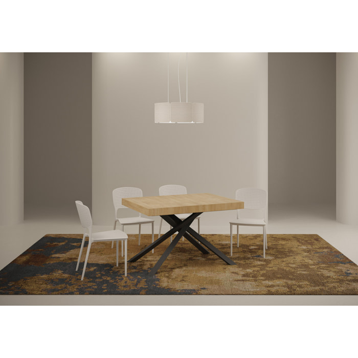 Mesa extensible 120X80/204cm Karida Roble Natural estructura Antracita