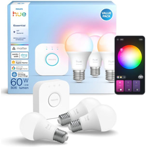 Pack PHILIPS HUE Essential-3/E27 White&Color A.+pont v2