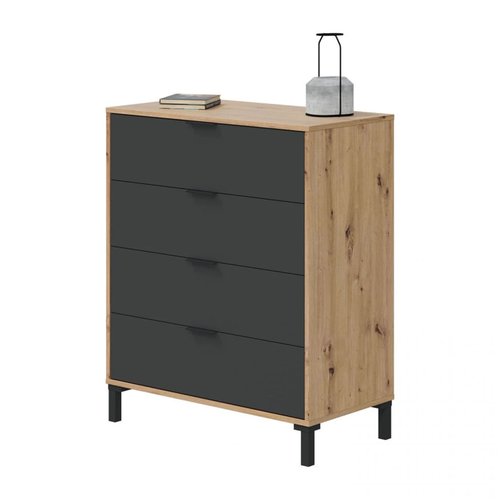 Cómoda Enzo Gris Antracita - Roble Nodi