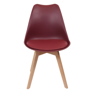 Chaise Scandinave Coque Rembourree Bordeaux - Lot De 2
