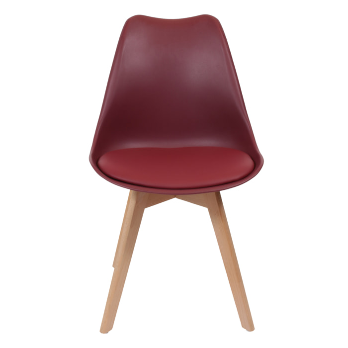 Chaise Scandinave Coque Rembourree Bordeaux - Lot De 2