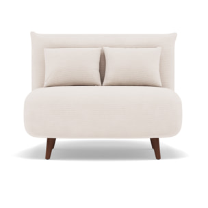 Lumi - Banquette convertible clic-clac 1 place en velours côtelé - Beige