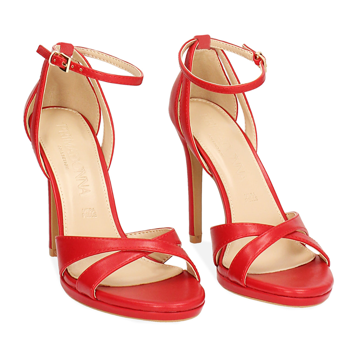 Sandalo donna rosso fashion, tacco 10,5 cm