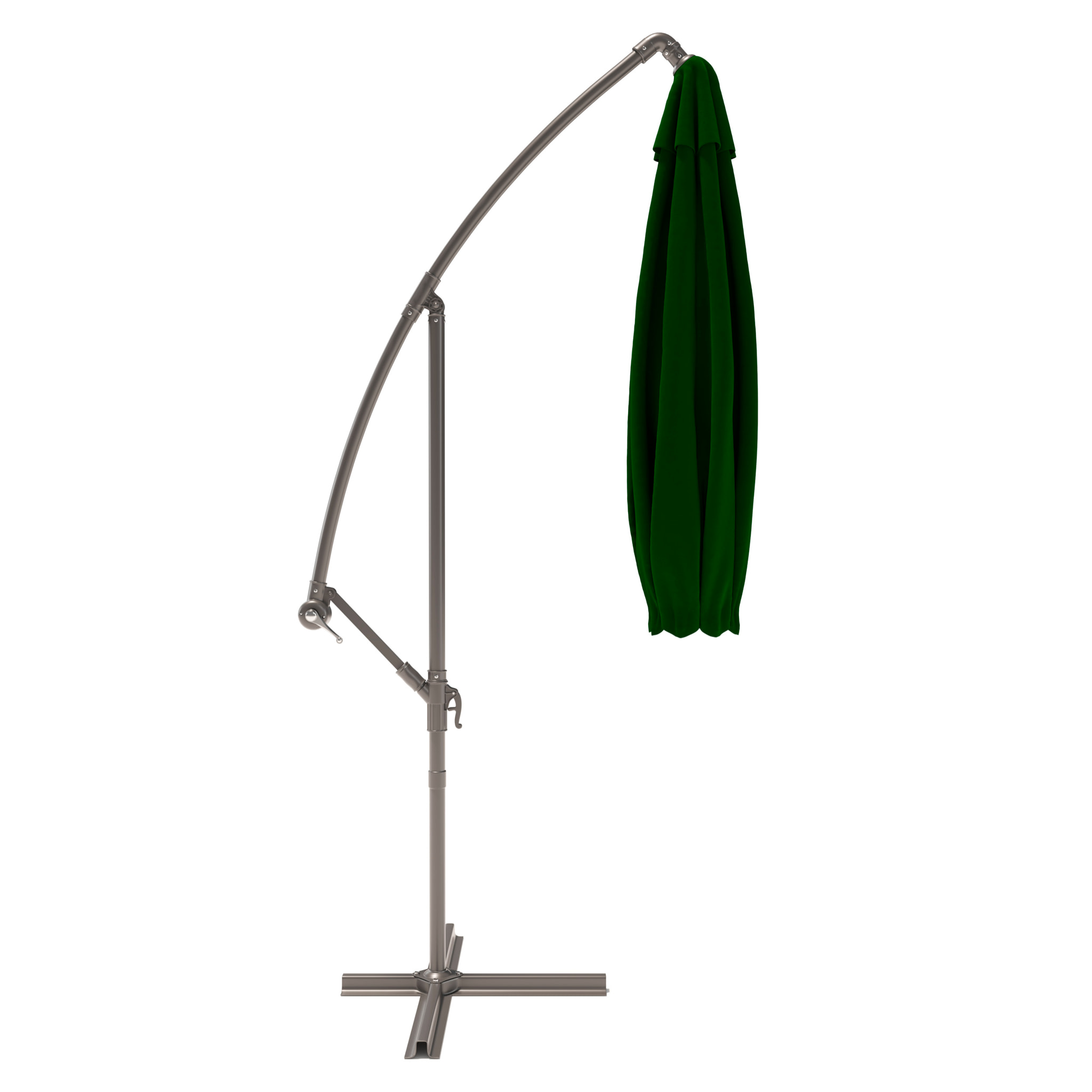 Ombrellone 3x3 M Decentrato Retrattile Braccio Rotabile Chiusura Manovella Giardino Piscina In Acciaio Inossidabile Telo 180 g/m2 Impermeabile Verde