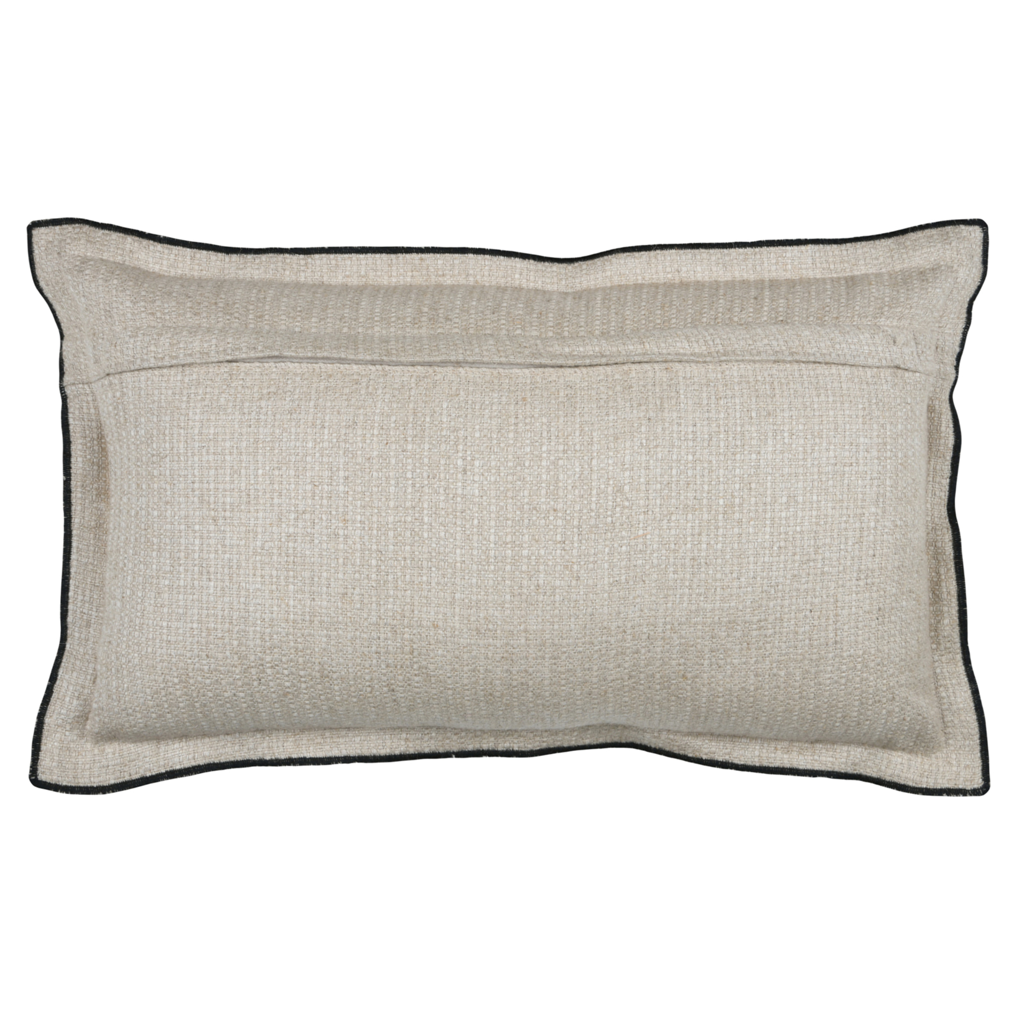 Coussin  poly-lin volant plat feston noir - Naturel