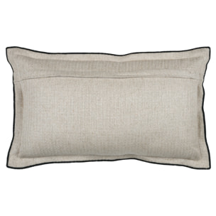 Coussin  poly-lin volant plat feston noir - Naturel