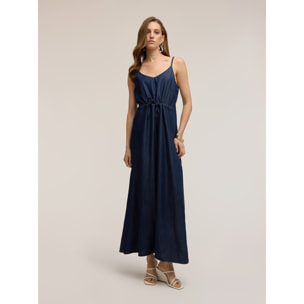 Motivi - Vestido largo en denim lyocell - Azul