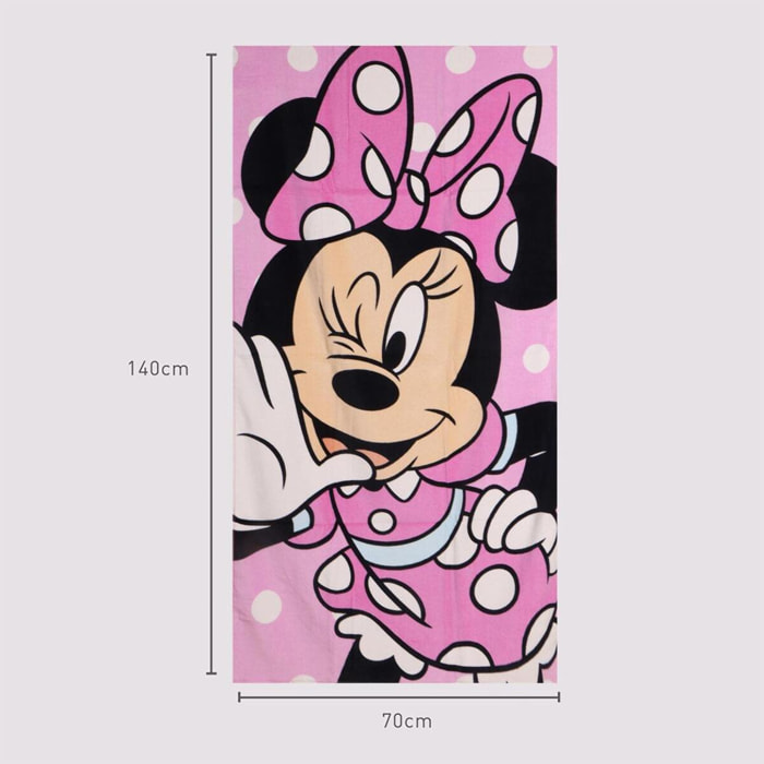 Toalla Microfibra de Minnie - 70x140x1 cm - Color:Rosa