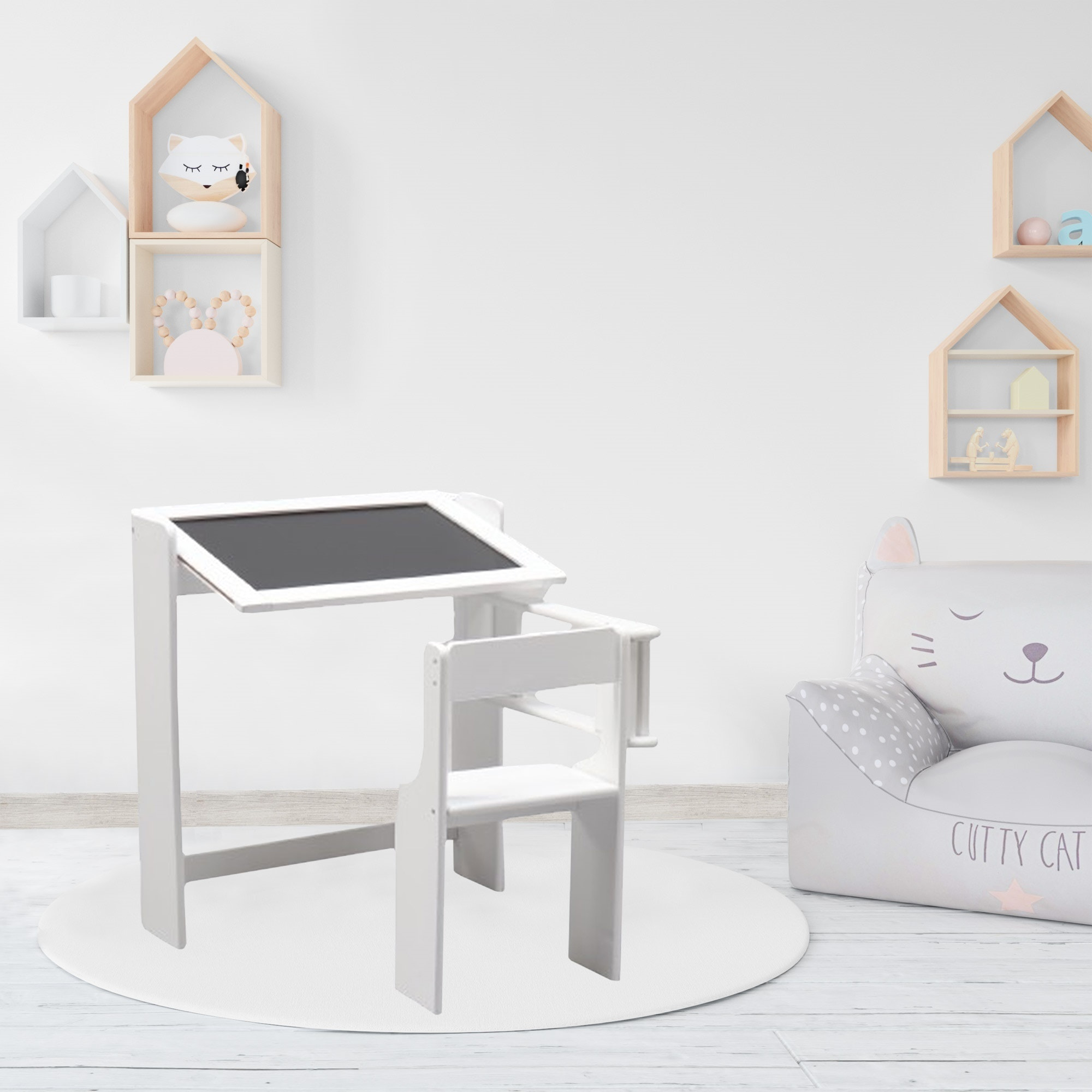 Pupitre pizarra infantil plegable color blanco