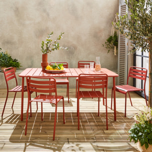 Table de jardin métal + 6 assises terracotta Amélia