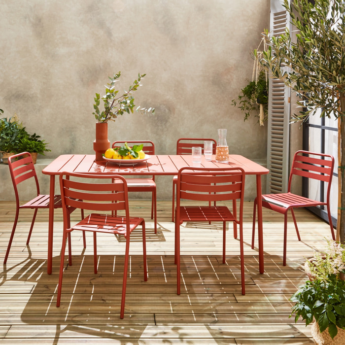 Table de jardin métal + 6 assises terracotta Amélia