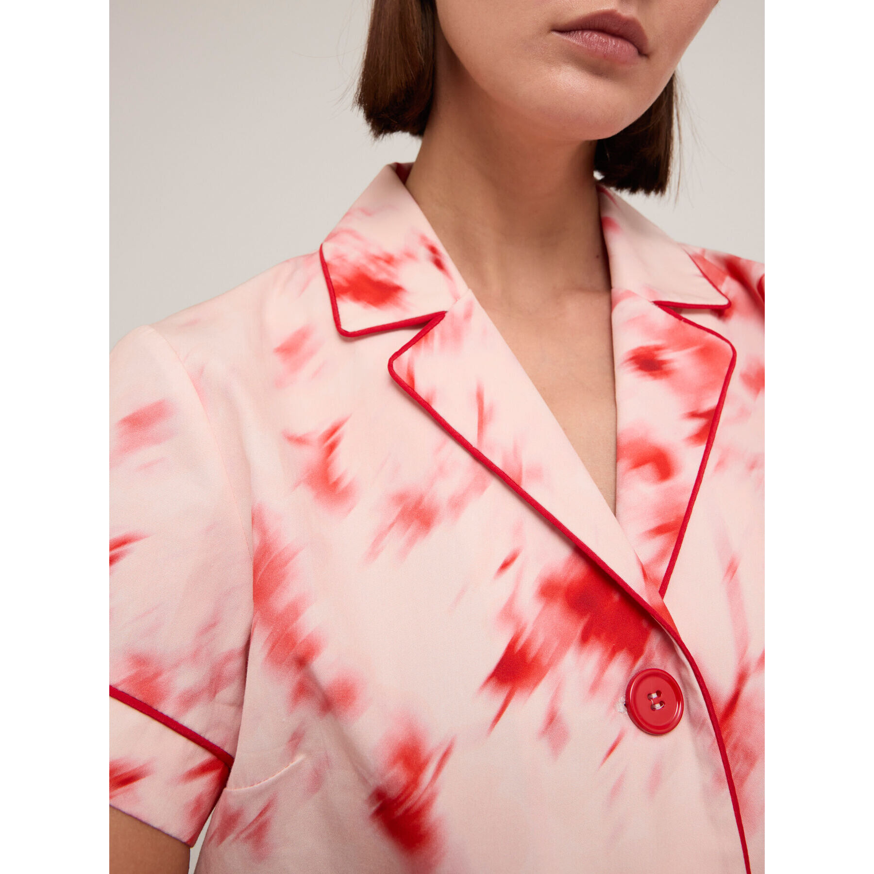 Motivi - Camisa corta estampada chiné - Rojo