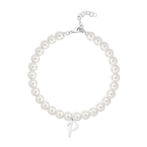 Bracciale Fujiko con Pendente Lettera P Perle Argento