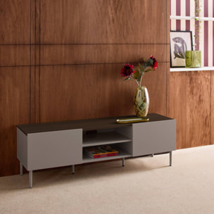 Meuble TV métal et décor bois 2 portes 140cm ASHTON
