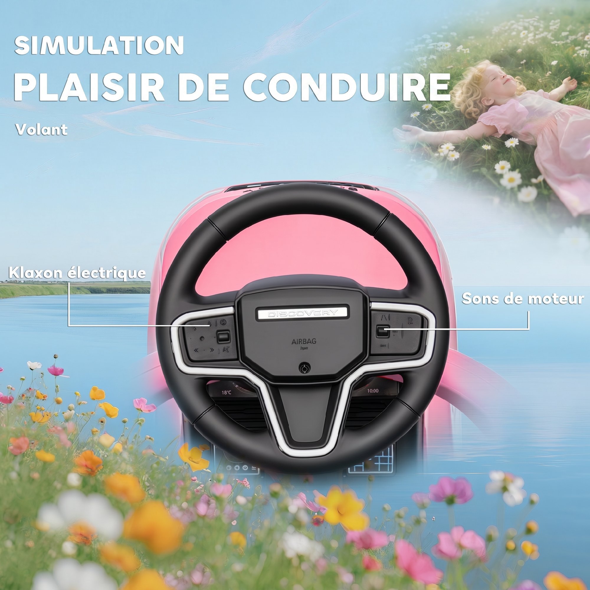 Porteur enfant voiture évolutif 2 en 1 licence Land Rover Discovery Sport effets sonores