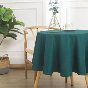 Nappe ronde infroissable et anti-tâches - Bleu Paon
