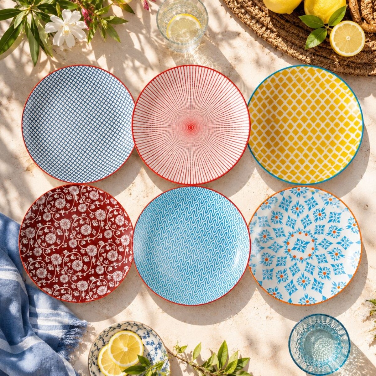 Lot de 6 grandes assiettes design 1, SABAE