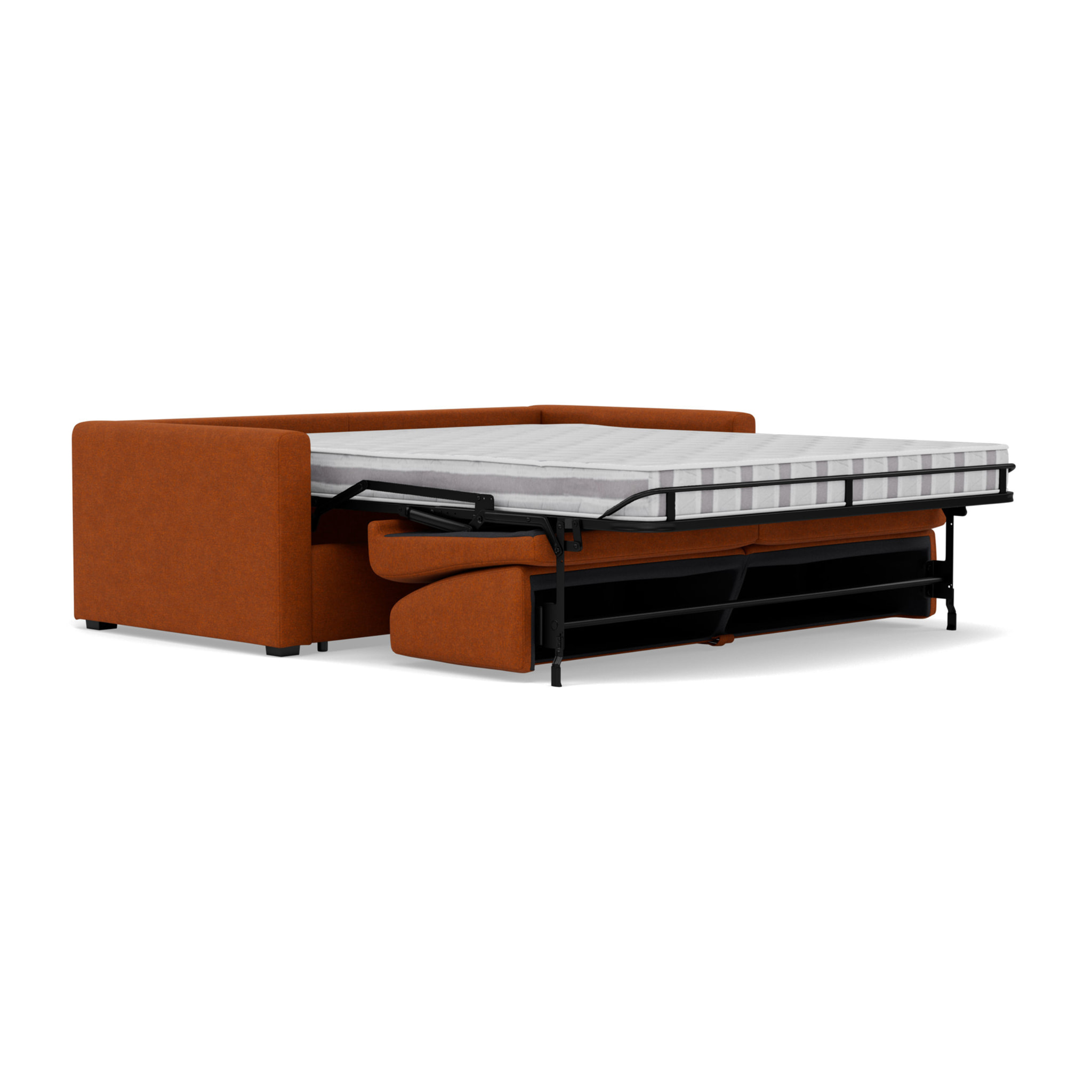 Julia - canapé 3 places convertible couchage quotidien matelas 14 cm en tissu - Rouille