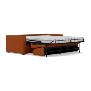 Julia - canapé 3 places convertible couchage quotidien matelas 14 cm en tissu - Rouille