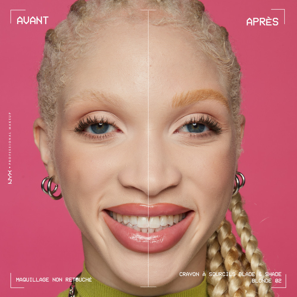 NYX Professional Makeup Blade & Shade, Crayon sourcils double embout, tenue jusqu'à 16h, Blonde