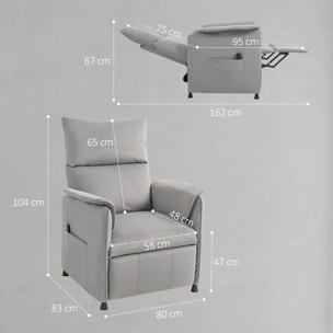 Sillón Relax Reclinable Eléctrico Sillón Reclinable Silencioso con Función Memoria Reposapiés Mando a Distancia Bolsillos Laterales Tela Apto para Mascotas para Dormitorio Salón Gris