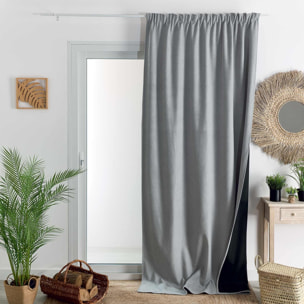 Rideau thermique phonique et semi occultant à galons fronceurs KONFOR - Gris Perle