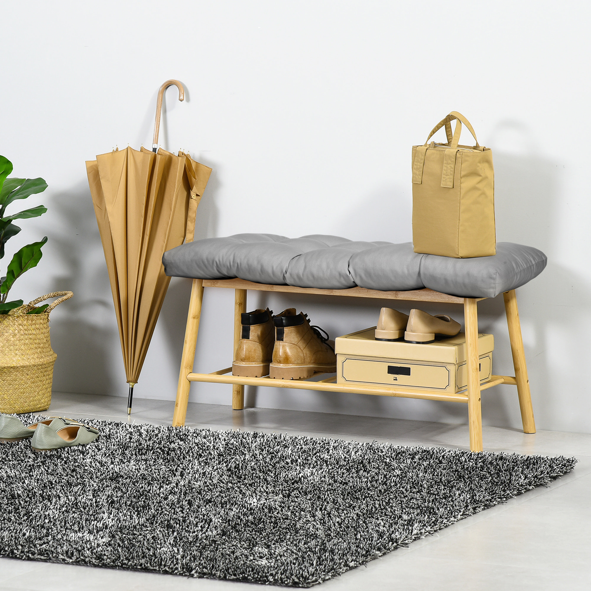 Cojín para Banco de 2 Plazas 110x48x8 cm Cojín Rectangular para Interiores y Exteriores Lavable con 8 Puntadas y Asiento Cómodo para Sillas Sofás Gris