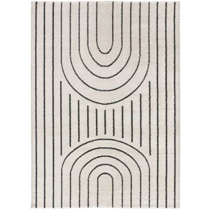 BLANCHE Alfombra  geometrica con relieve en blanco y negro, varias medidas disponibles.