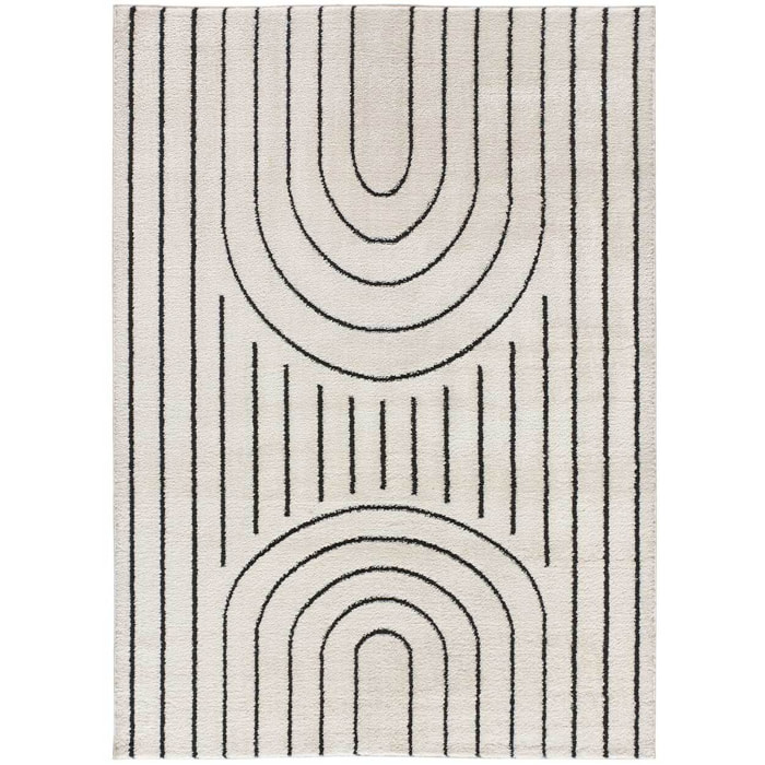 BLANCHE Alfombra  geometrica con relieve en blanco y negro, varias medidas disponibles.