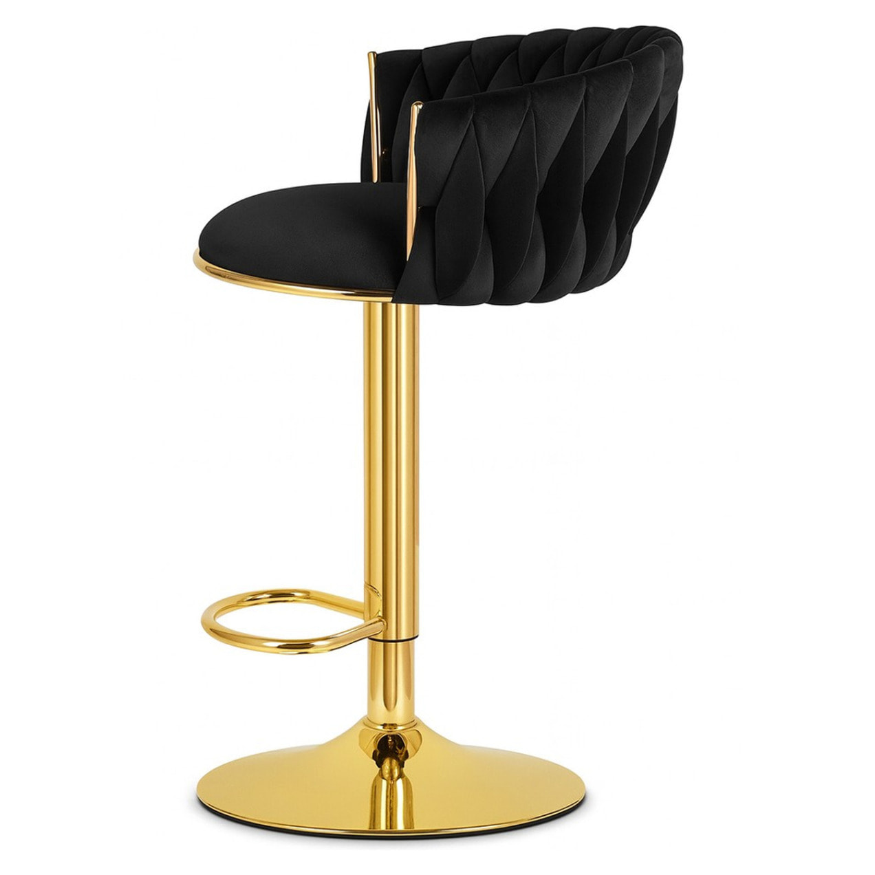 Sgabello bar MIG in velluto nero con base dorata