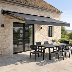 VALFENERA Store banne motorisé 3,95 x 3 m en aluminium avec toile gris