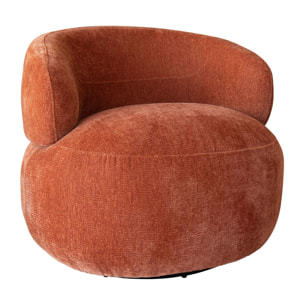 Fauteuil pivotant en velours texturé terracotta GLOVE