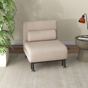 Fauteuil convertible 3 en 1 chauffeuse lit avec coussin beige