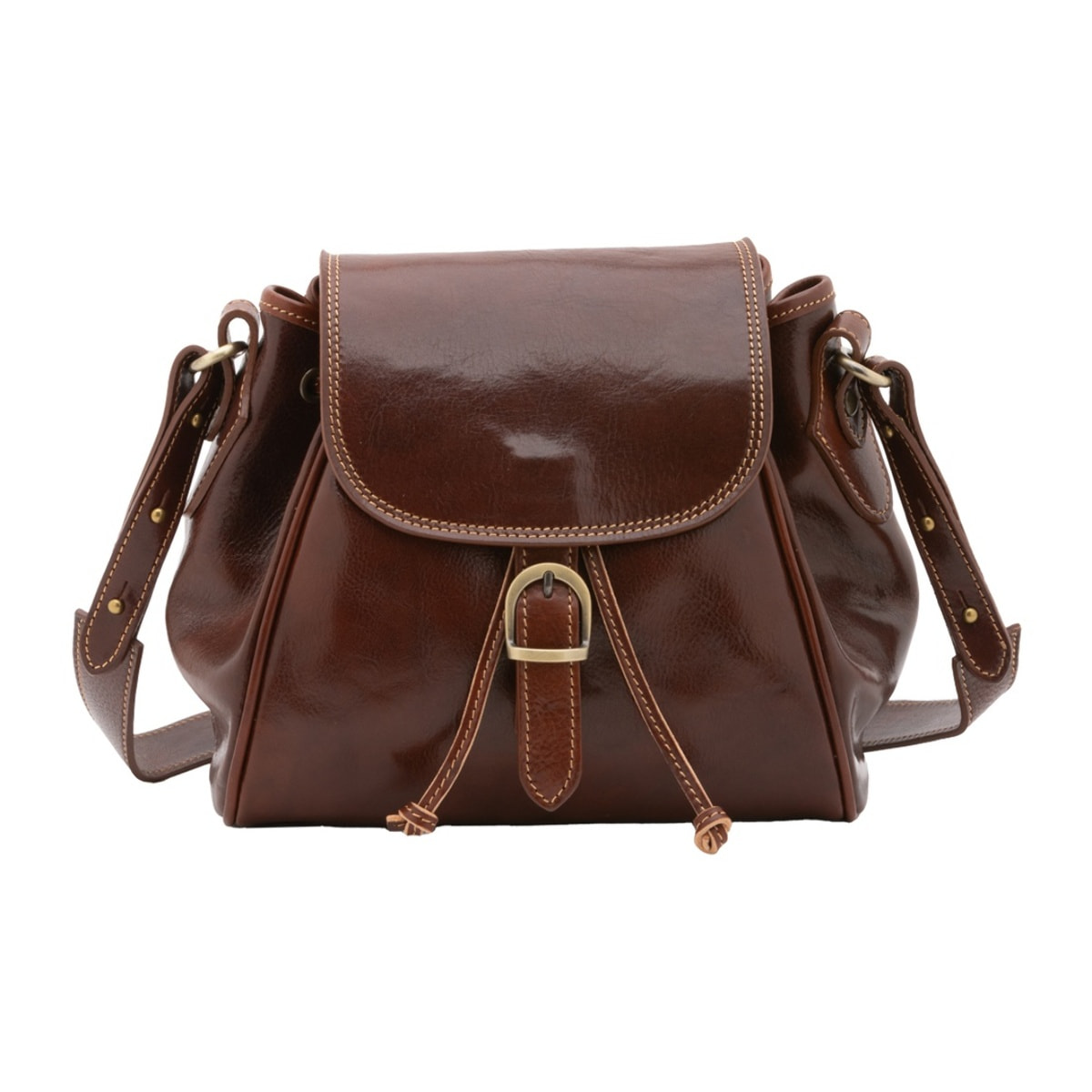 Borsa a secchiello da donna - Modello False - Vera pelle - 24.0 x 24.0 x 14.0 cm