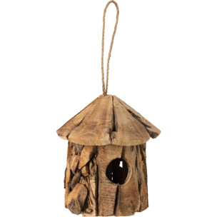 J-Line Bird House Round Wood Brown