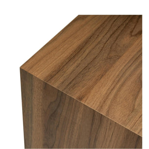 Bout de canapé cube effet bois de noyer - style design MARFA
