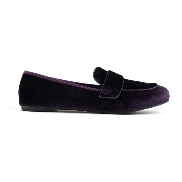 Mocassino in velluto con fascia penny - VIOLA