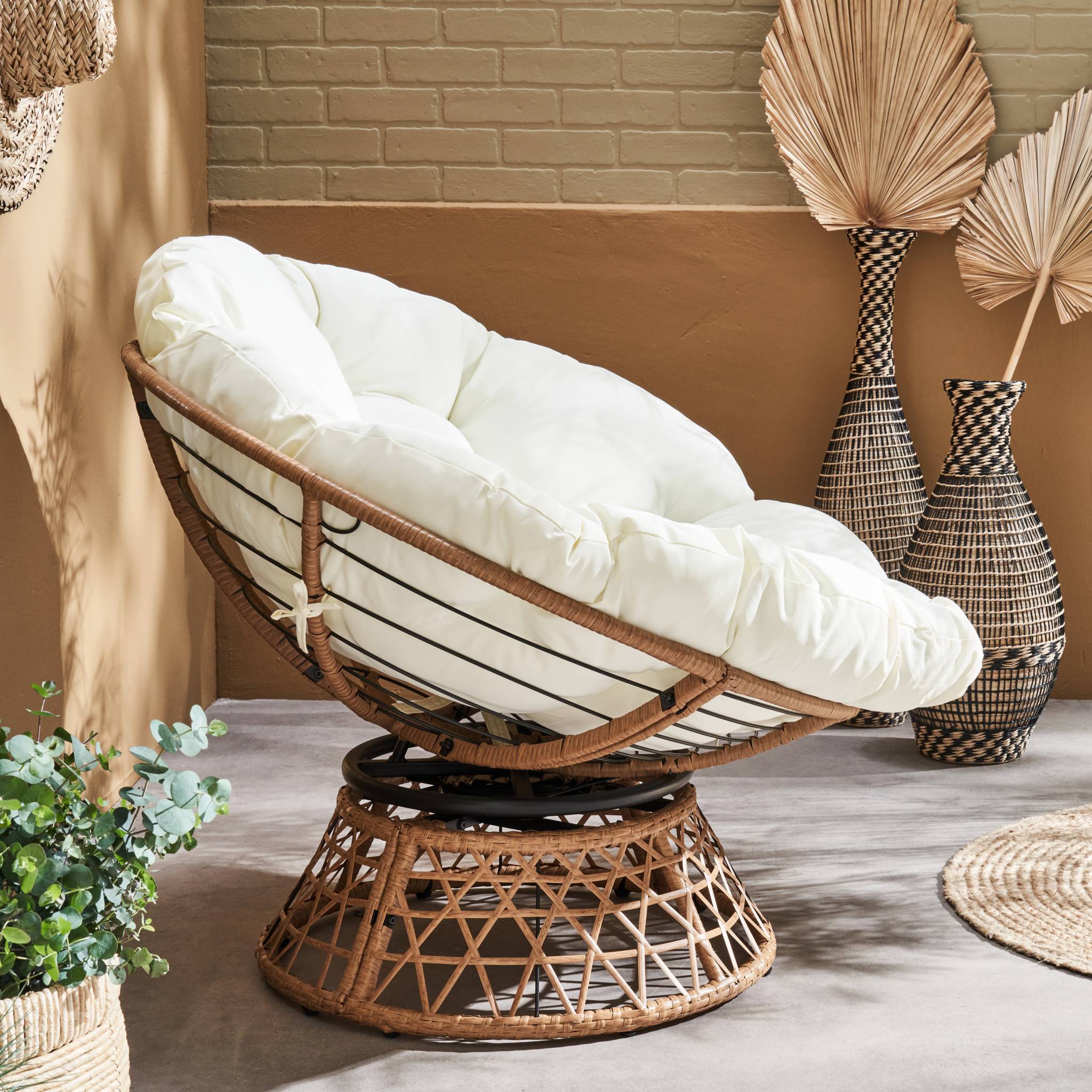 Fauteuil papasan polyrotin rotatif. loveuse outdoor/indoor Ø96cm