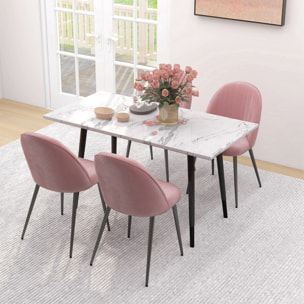 Pack de 4 Sillas de Comedor Modernas, Sillas de Cocina Tapizada en Terciopelo con Respaldo Curvo y Patas de Acero, para Salón, Rosa Palo