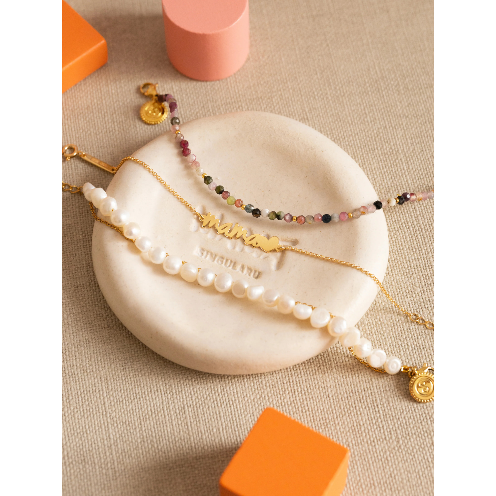 Bracciali Mom Heart Argento Placcato Oro